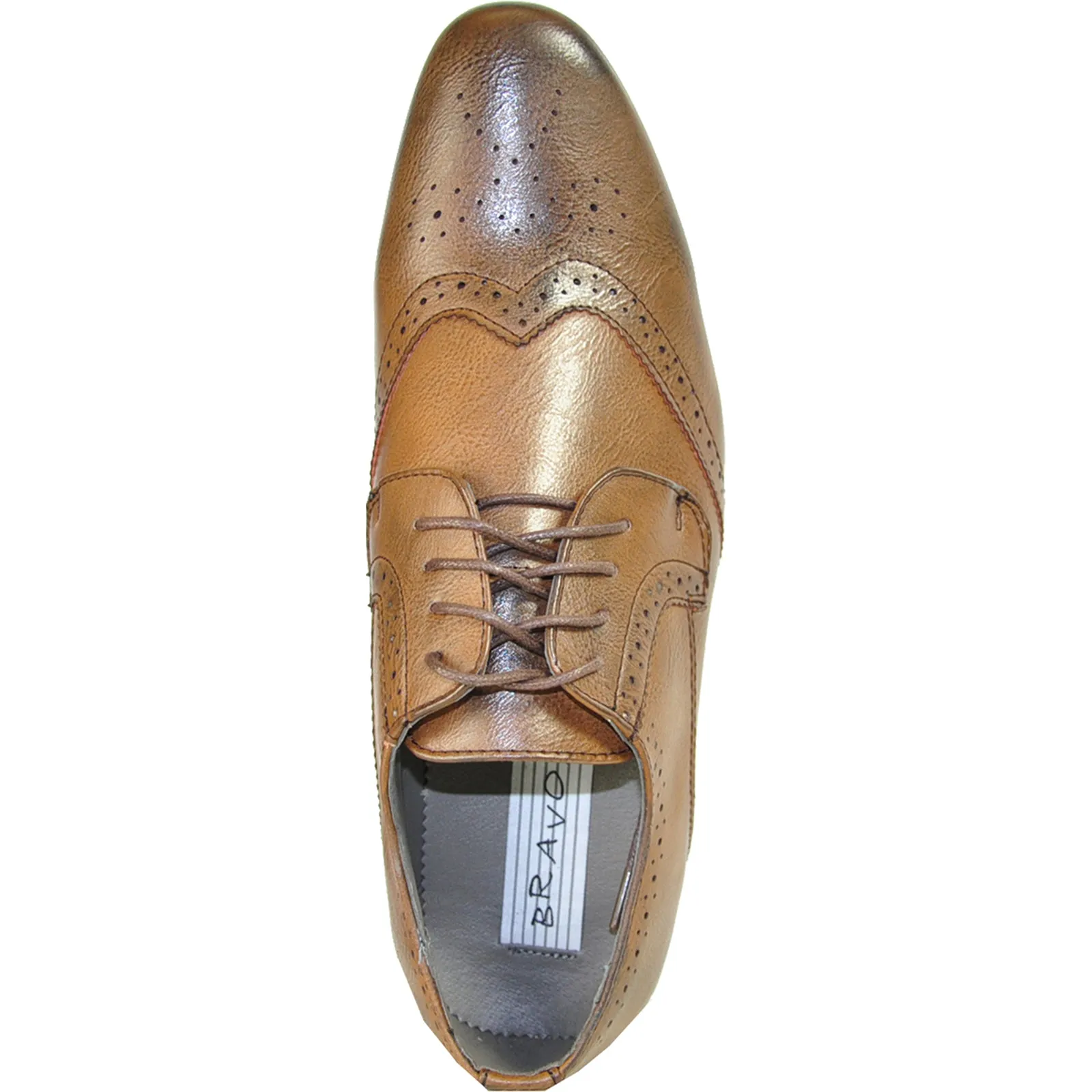 BRAVO Men Dress Shoe KLEIN-4 Wingtip Oxford Shoe Brown