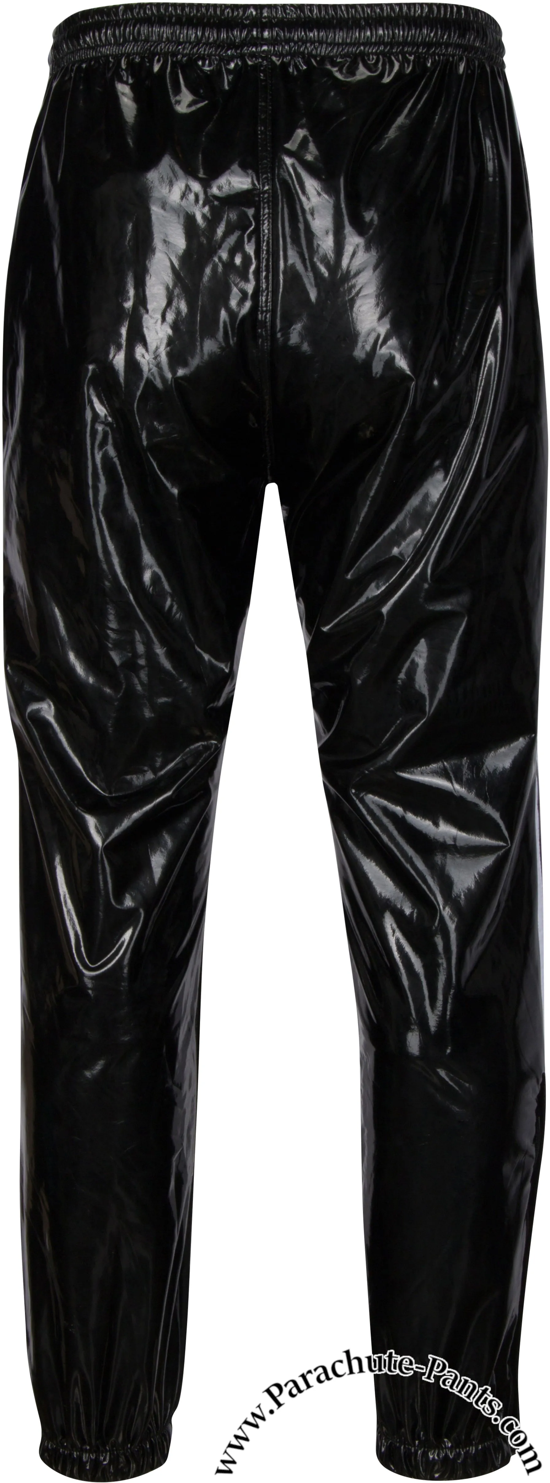 Bruno Black Shiny PVC Vinyl PU Plastic 3-Stripe Wind Pants