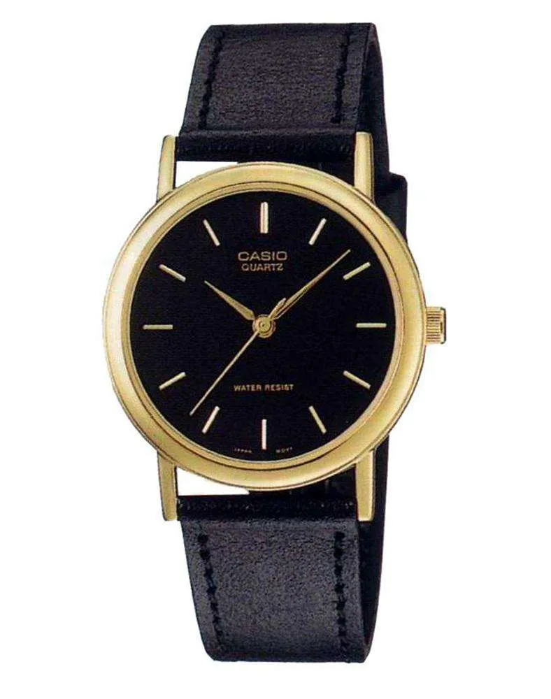 Casio MTP-1095Q-1AD Black Leather Strap Watch for Men