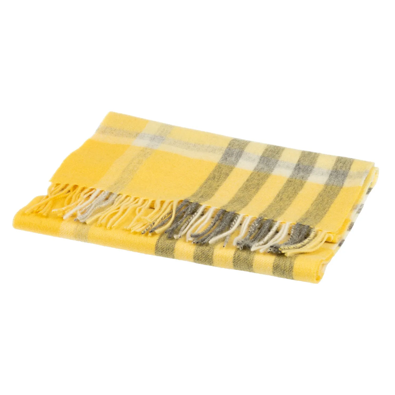 Chequer Tartan 90/10 Cashmere Scarf Bar  Yellow