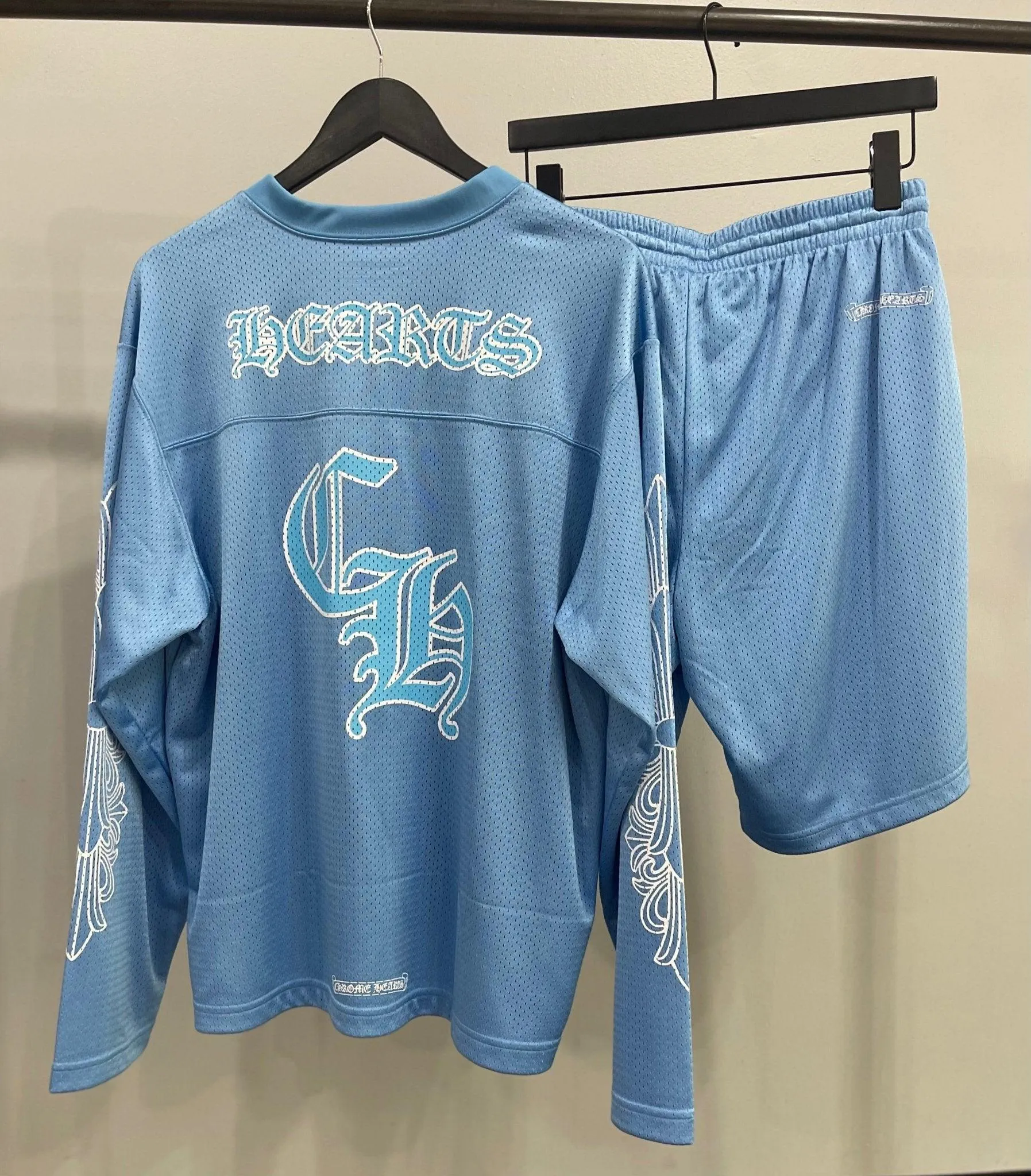 Chrome Hearts Sports Mesh Varsity Shorts Blue