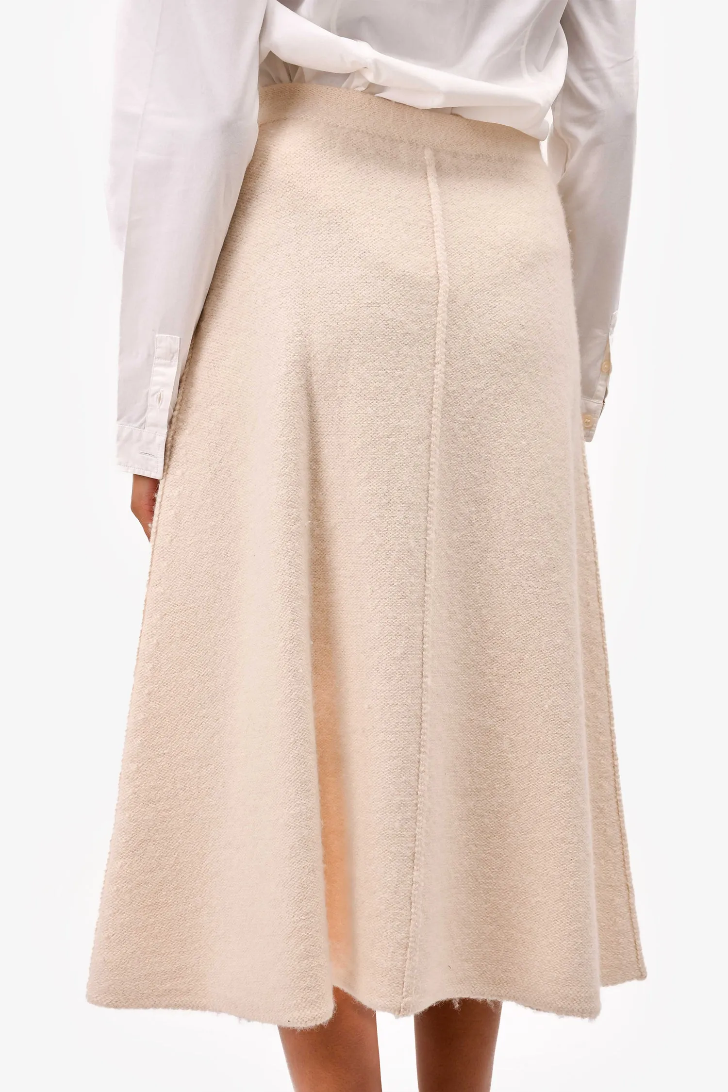 CO Cream Alpaca/Wool Knit Flared Midi Skirt Size S