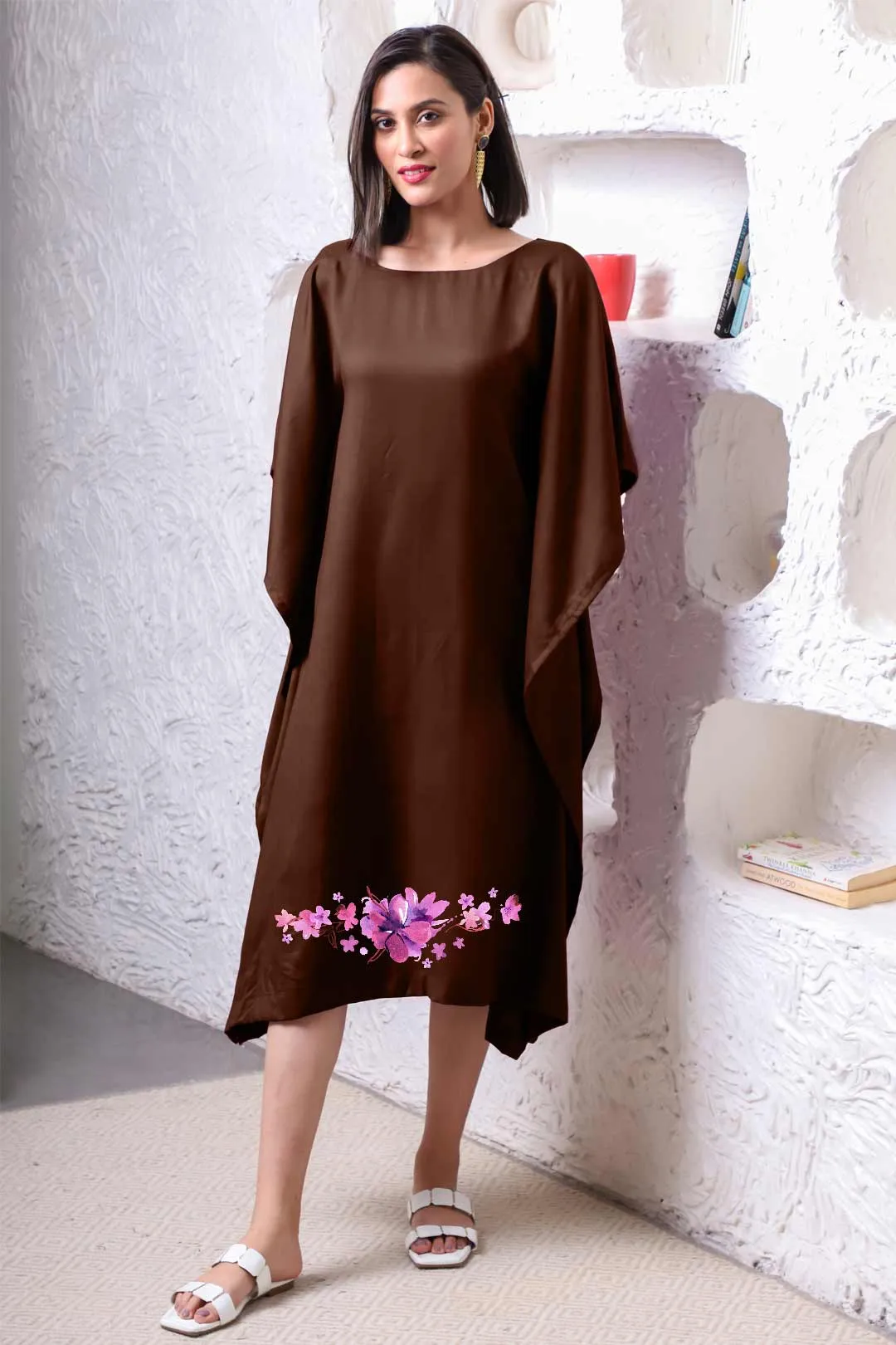 Coffee Rayon Long-Kaftan - Laddi