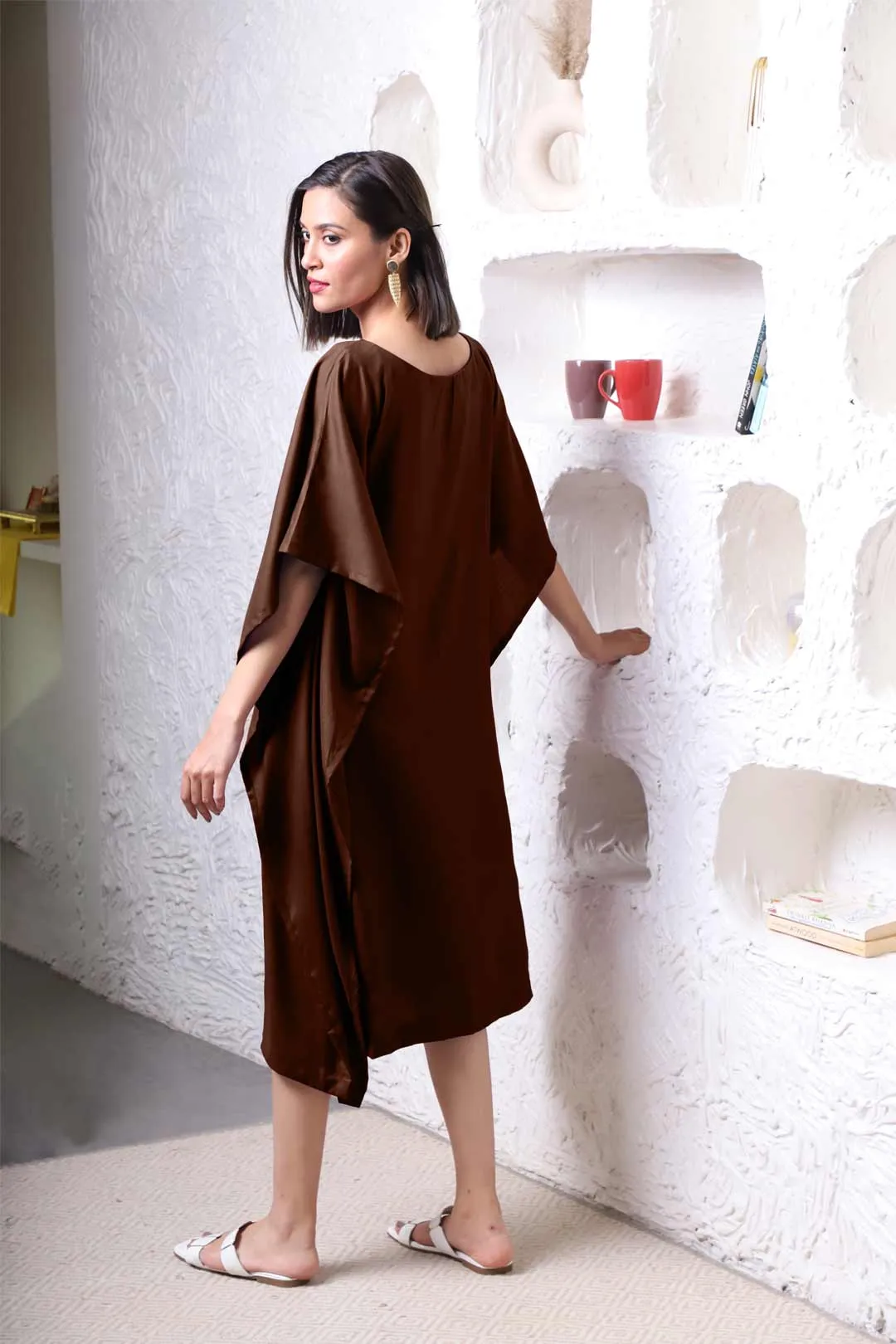 Coffee Rayon Long-Kaftan - Laddi