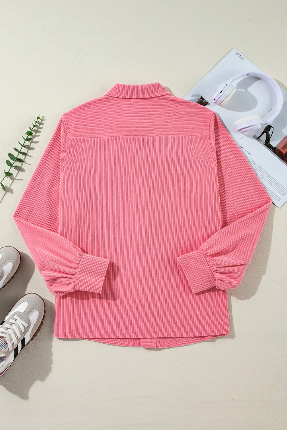 Corduroy Faux Pocket Buttoned Shacket