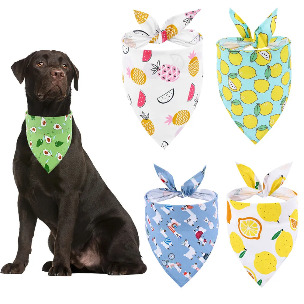 Cotton pet triangle towel summer fruit small fresh dog saliva towel pet scarf