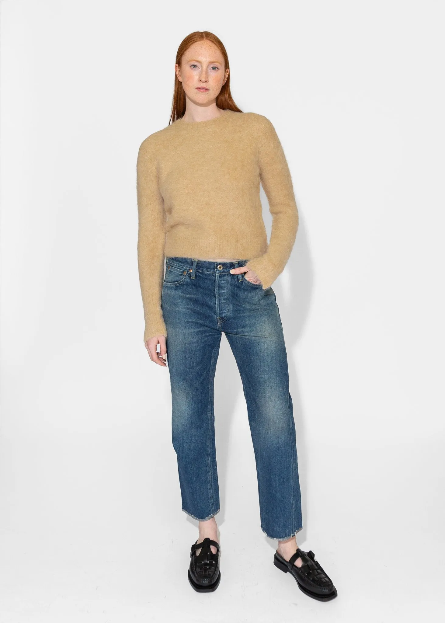 Cropped Sweater in Camel
