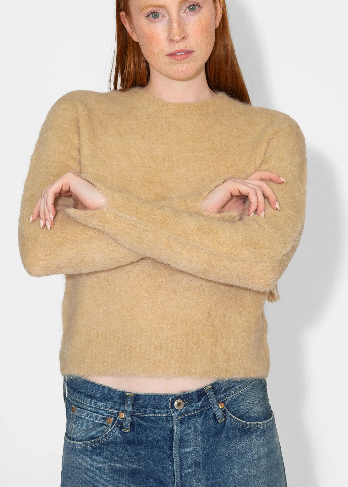 Cropped Sweater in Camel