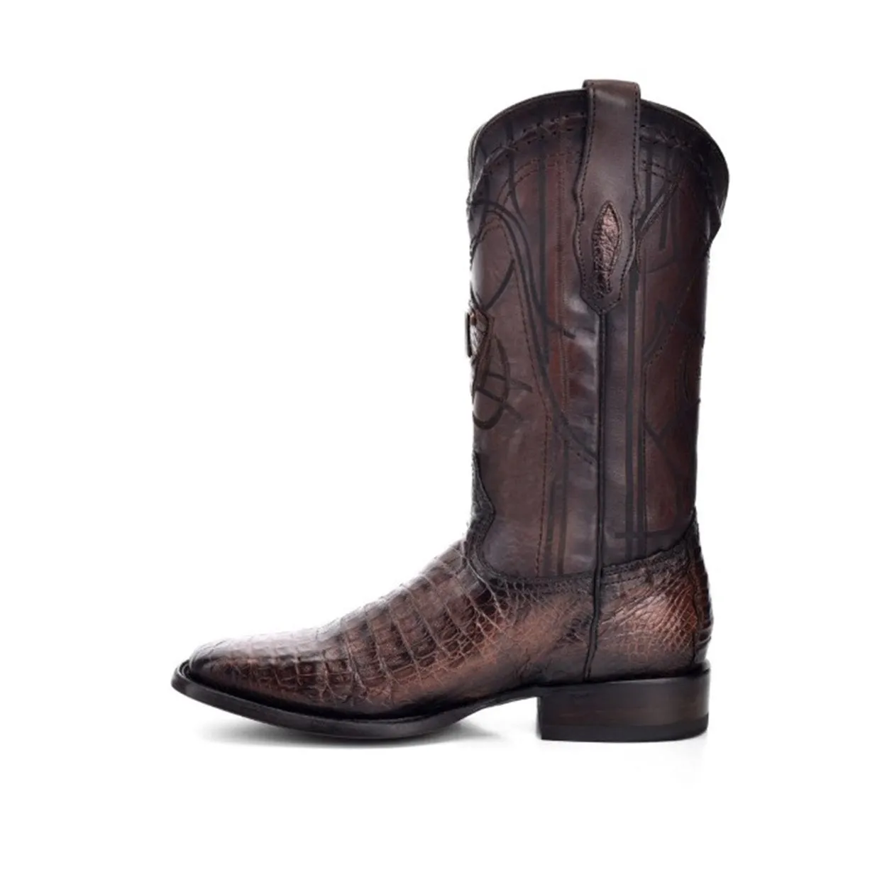 CUADRA Men's Brown Caiman Laser & Embroidery Round Toe– CU424