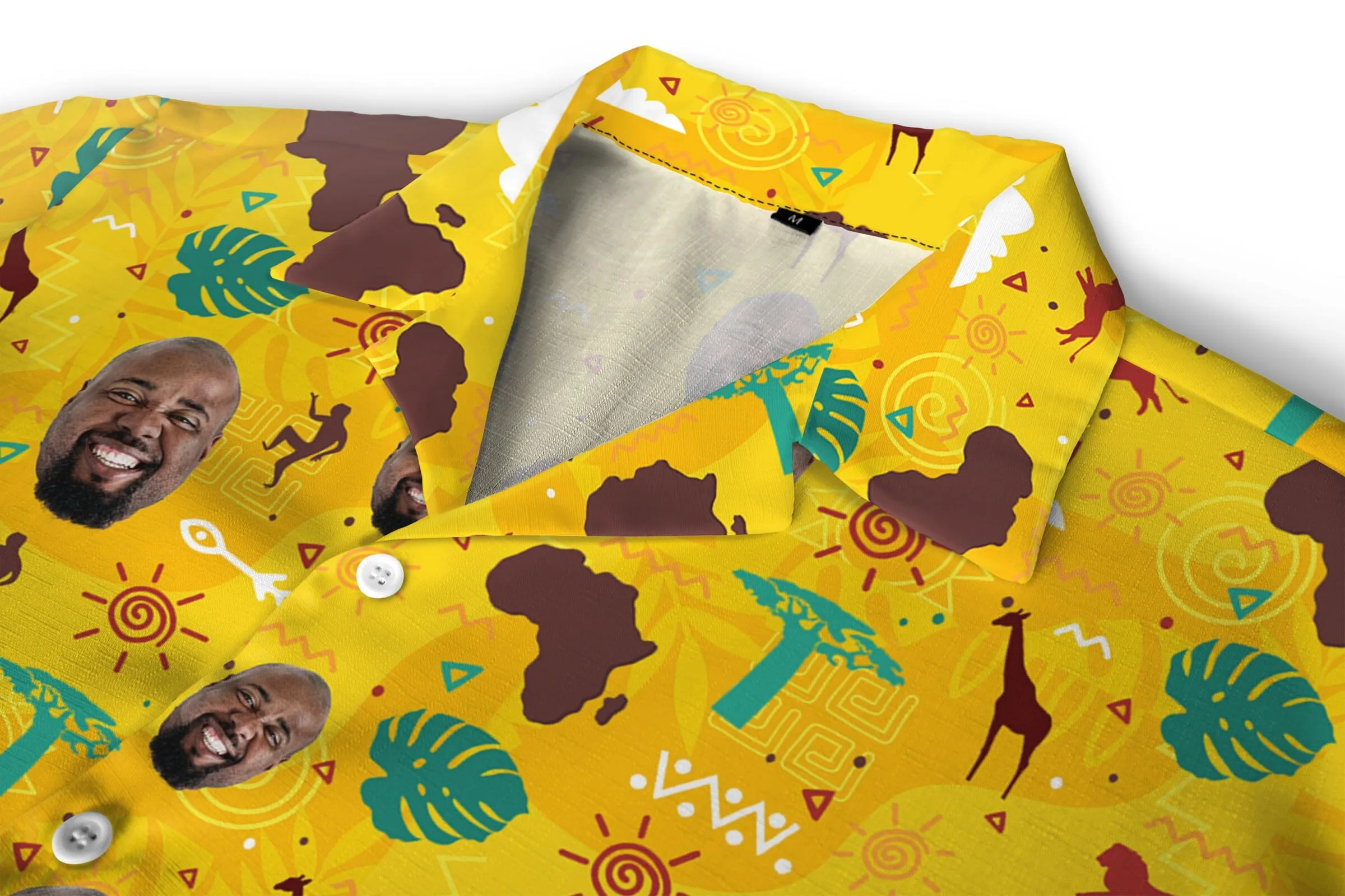 Custom Face African Pattern Linen Hawaiian Shirt
