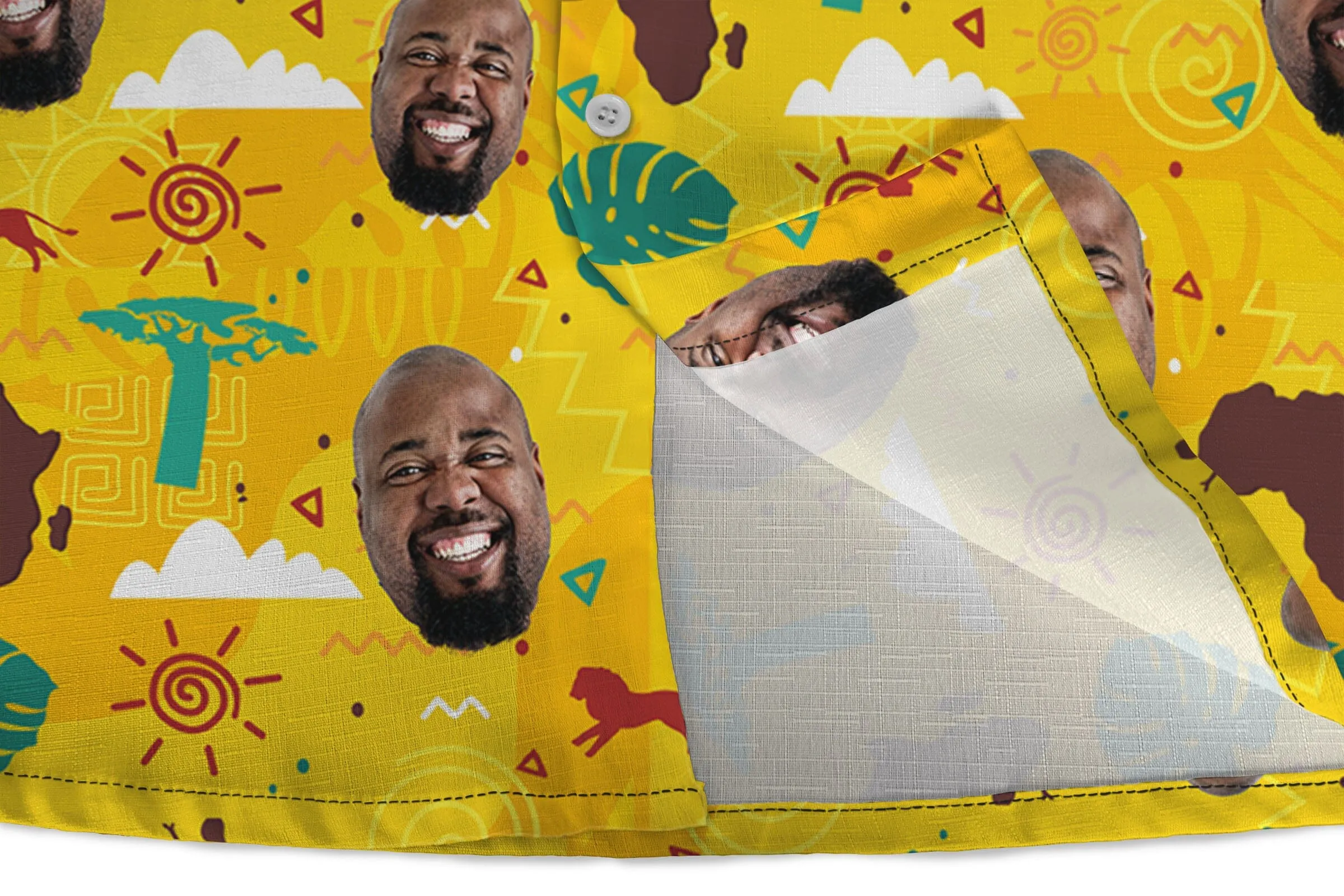 Custom Face African Pattern Linen Hawaiian Shirt