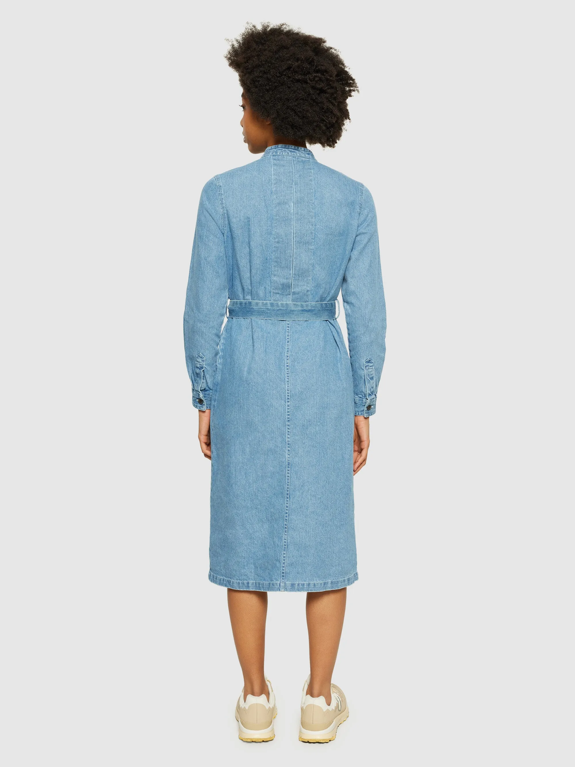 Denim collar stand shirt dress - GOTS/Vegan - Light Blue denim