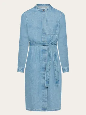 Denim collar stand shirt dress - GOTS/Vegan - Light Blue denim