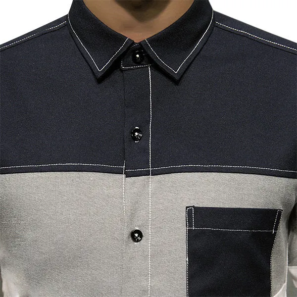 Designer Bussness Shirt for Men Slim Fit Patchwork Bust Pocket Button Down