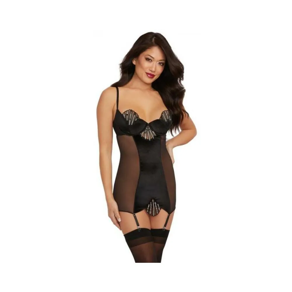 DG Stretch Velvet Gater slip BLK S