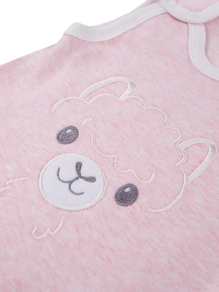 Early Baby Footed Dungarees, Cute Alpaca Design - Pink