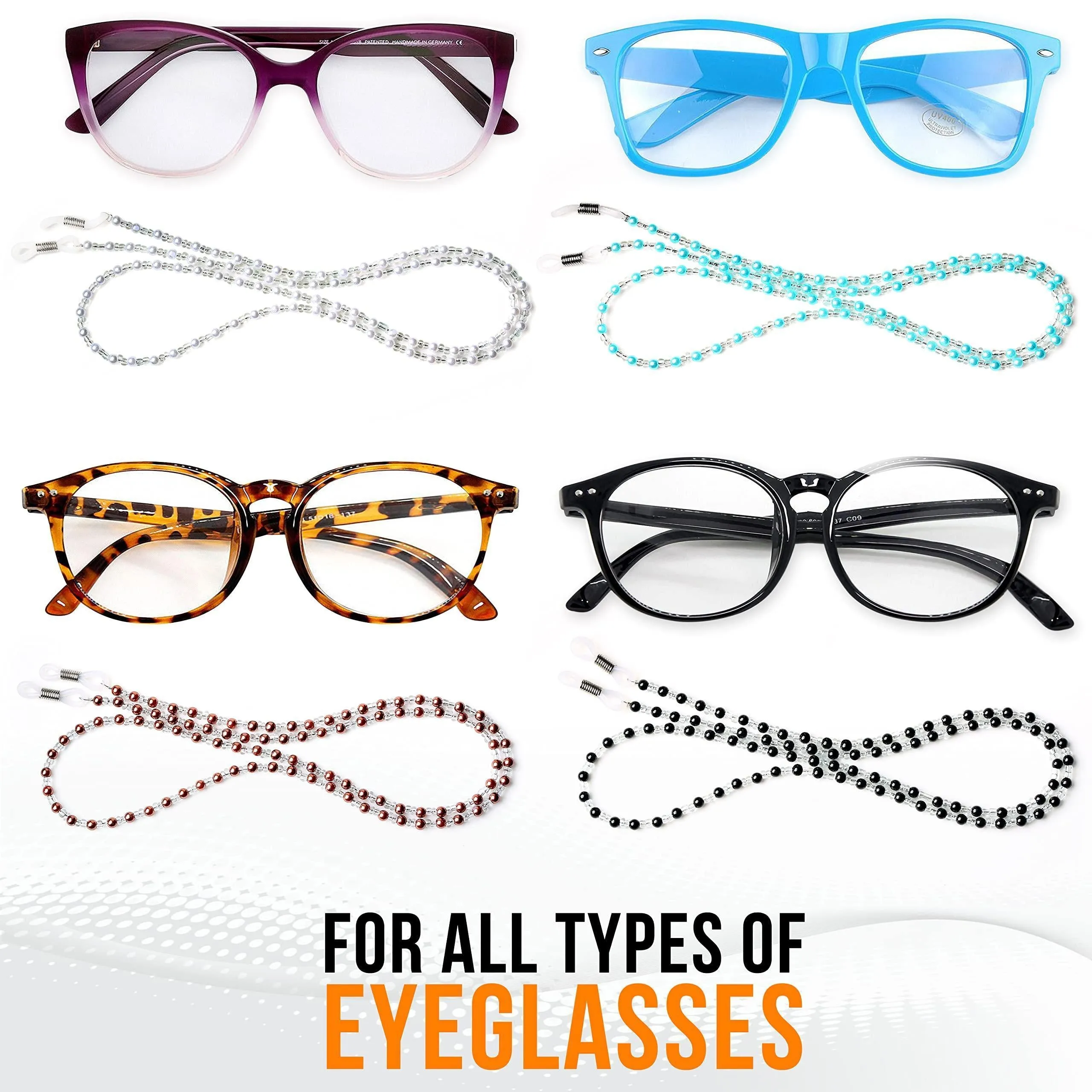 Eye Glasses String Holder Premium Beaded Eyeglass Holders Around Neck 4 Pcs