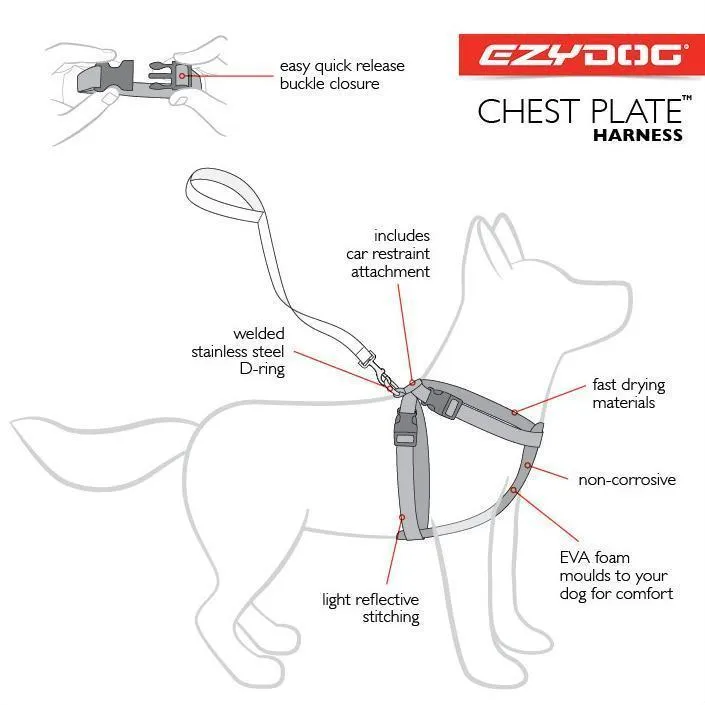 EzyDog Chestplate Dog Harness Red Large