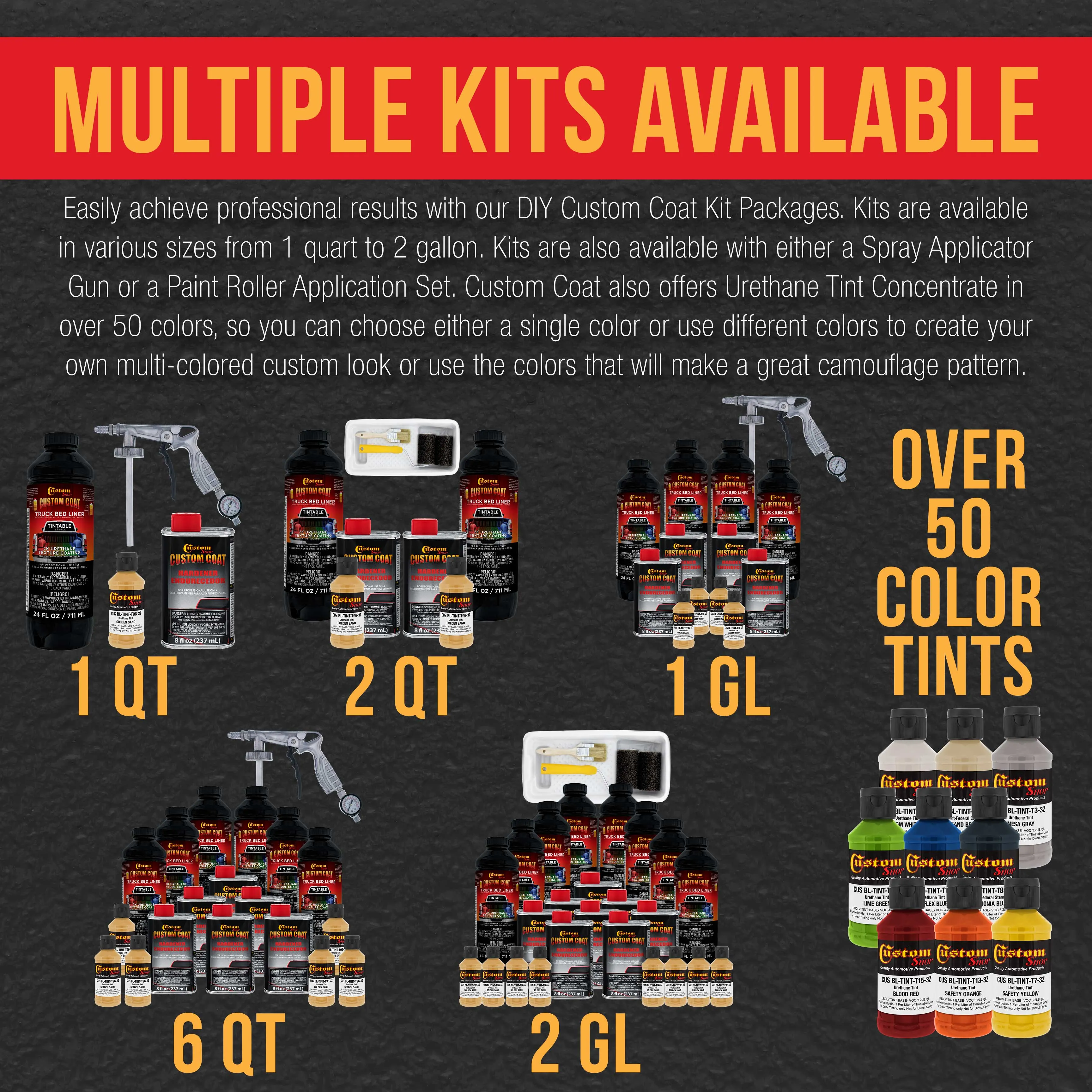 Federal Standard Color #30266 Golden Sand T96 Urethane Roll-On, Brush-On or Spray-On Truck Bed Liner, 1 Gallon Kit with Roller Applicator Kit