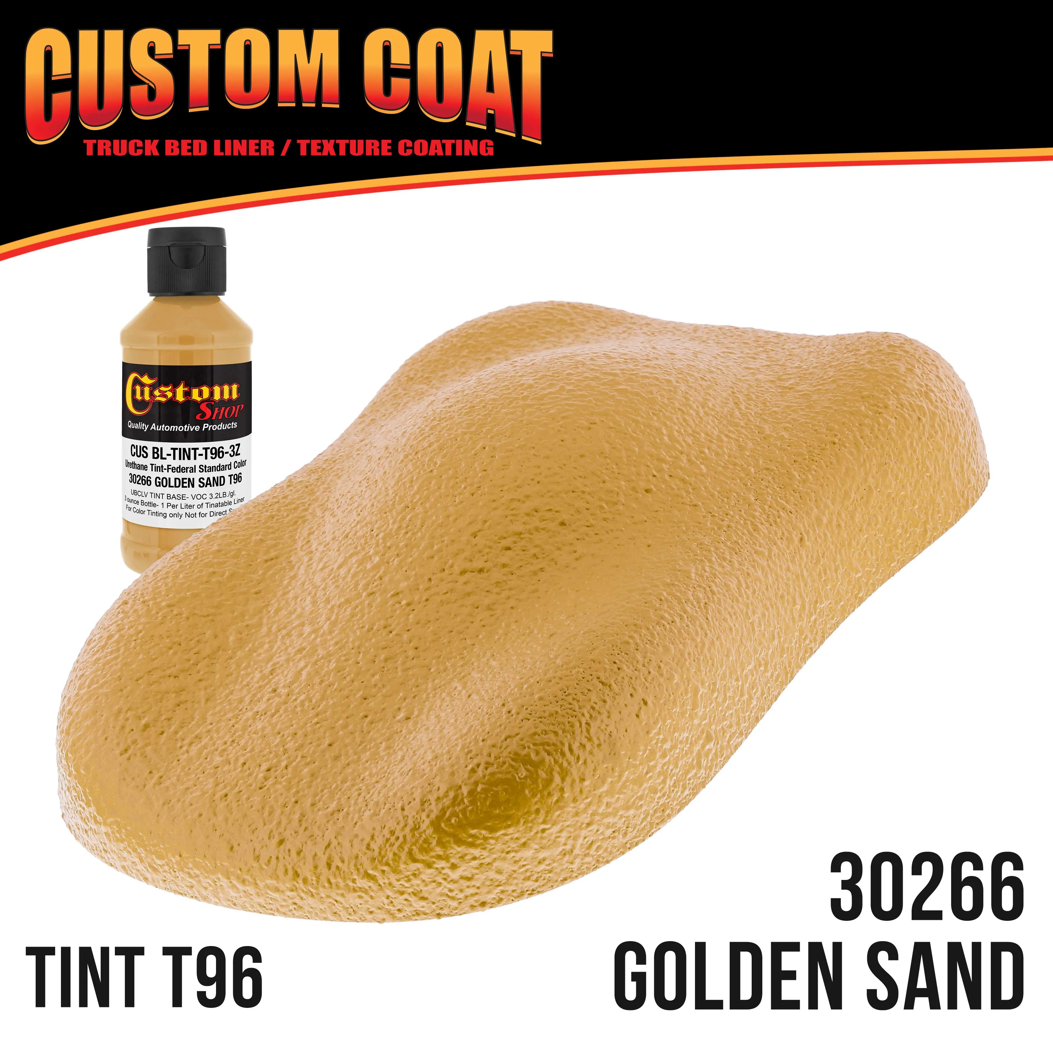 Federal Standard Color #30266 Golden Sand T96 Urethane Roll-On, Brush-On or Spray-On Truck Bed Liner, 1 Gallon Kit with Roller Applicator Kit