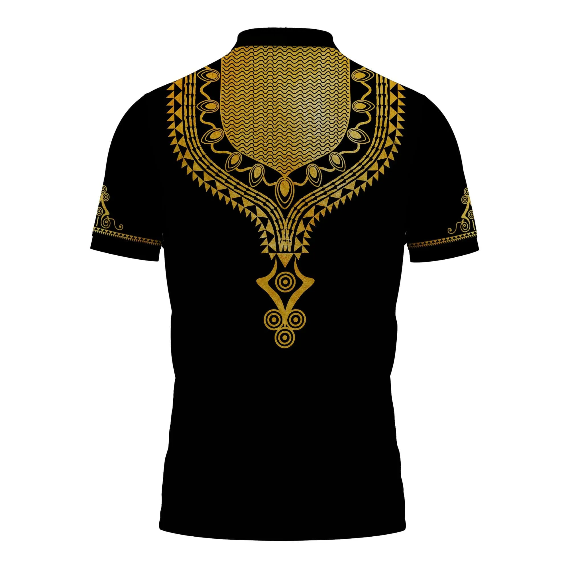 Gold Pattern Dashiki Polo Shirt