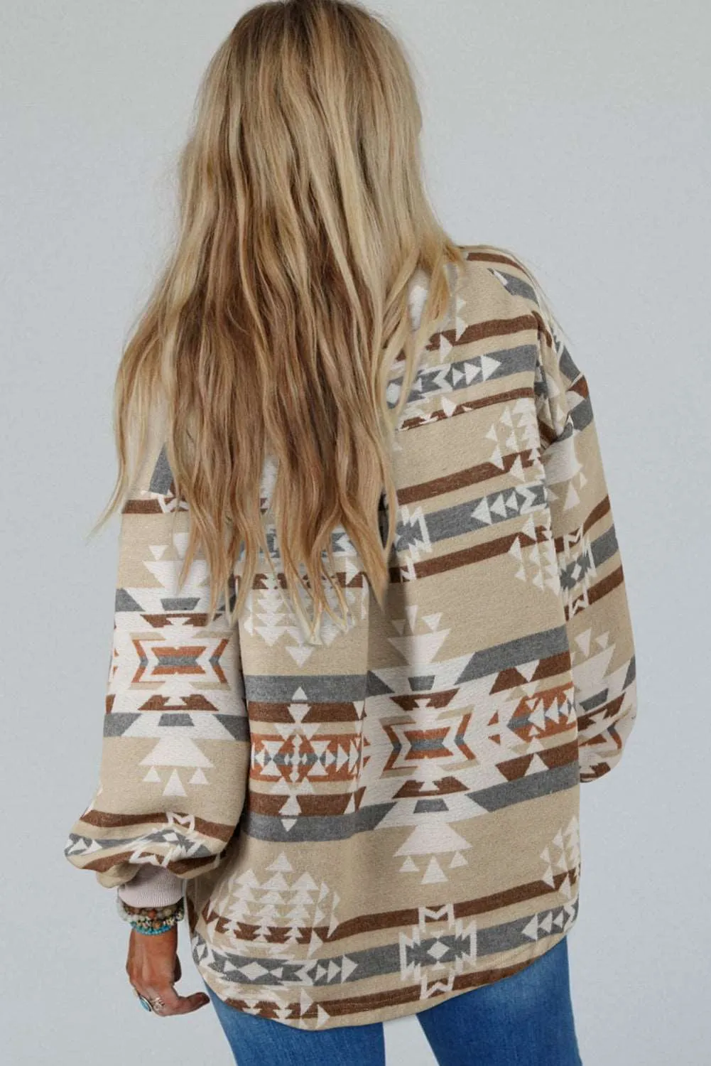 Gothic Outlaws Geometric Print Collared Flap Pocket Sweatshirt: Where Bold Style Meets Hardcore Comfort