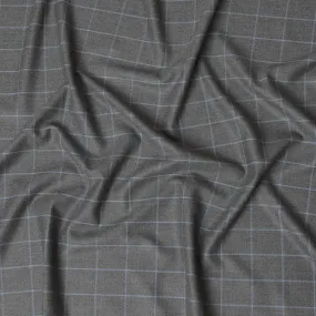 Graphite Check SuperFine Merino Wool Fabric: 150cm Designer Suiting, UK Sourced-D17555