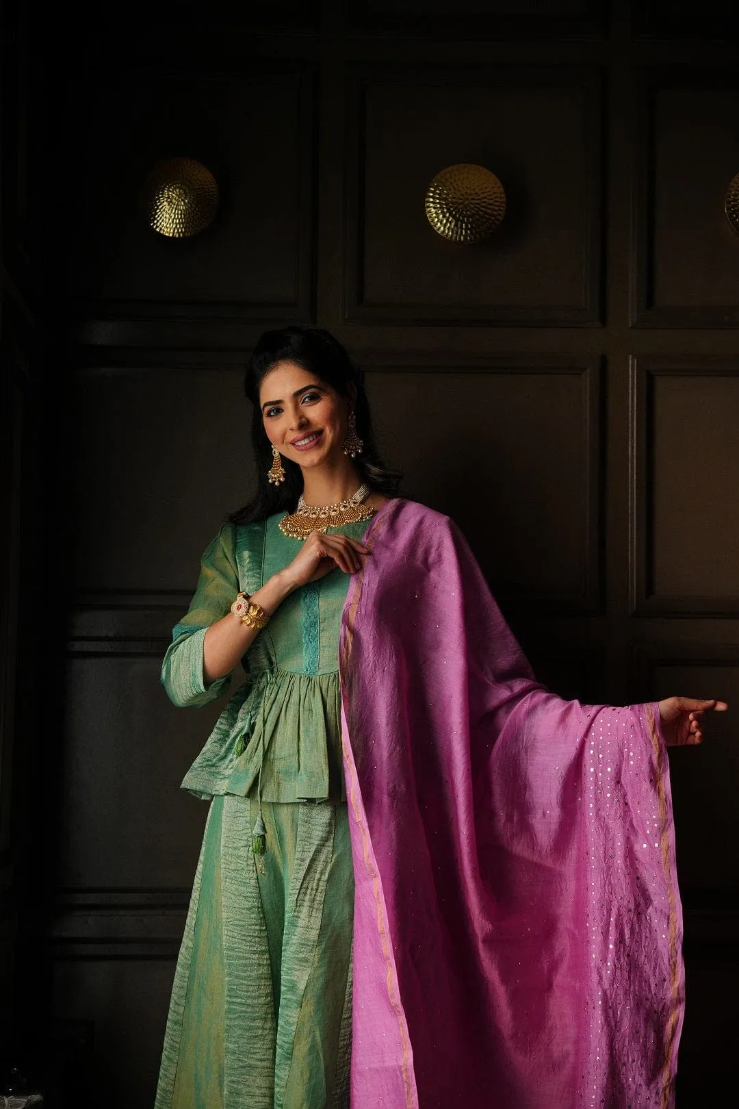 Green Tissue  Banarsi Silk Co-ord Set