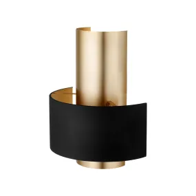 Half Cylinder Two-Toned Black/Aged Brass Wall Sconce