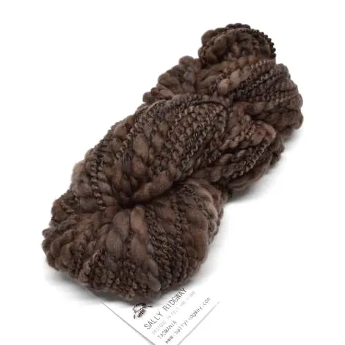 Hand Spun Australian Merino Wool Chunky Art Yarn in Chocolate Brown 12729