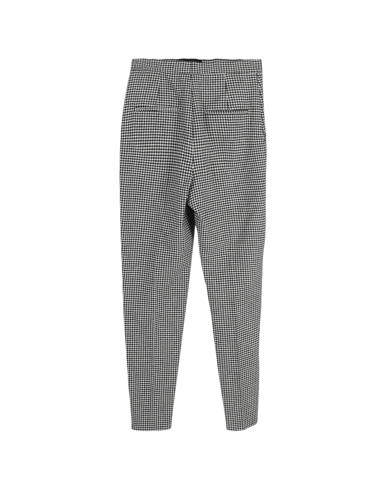 Houndstooth High-Rise Straight-Leg Wool Trousers