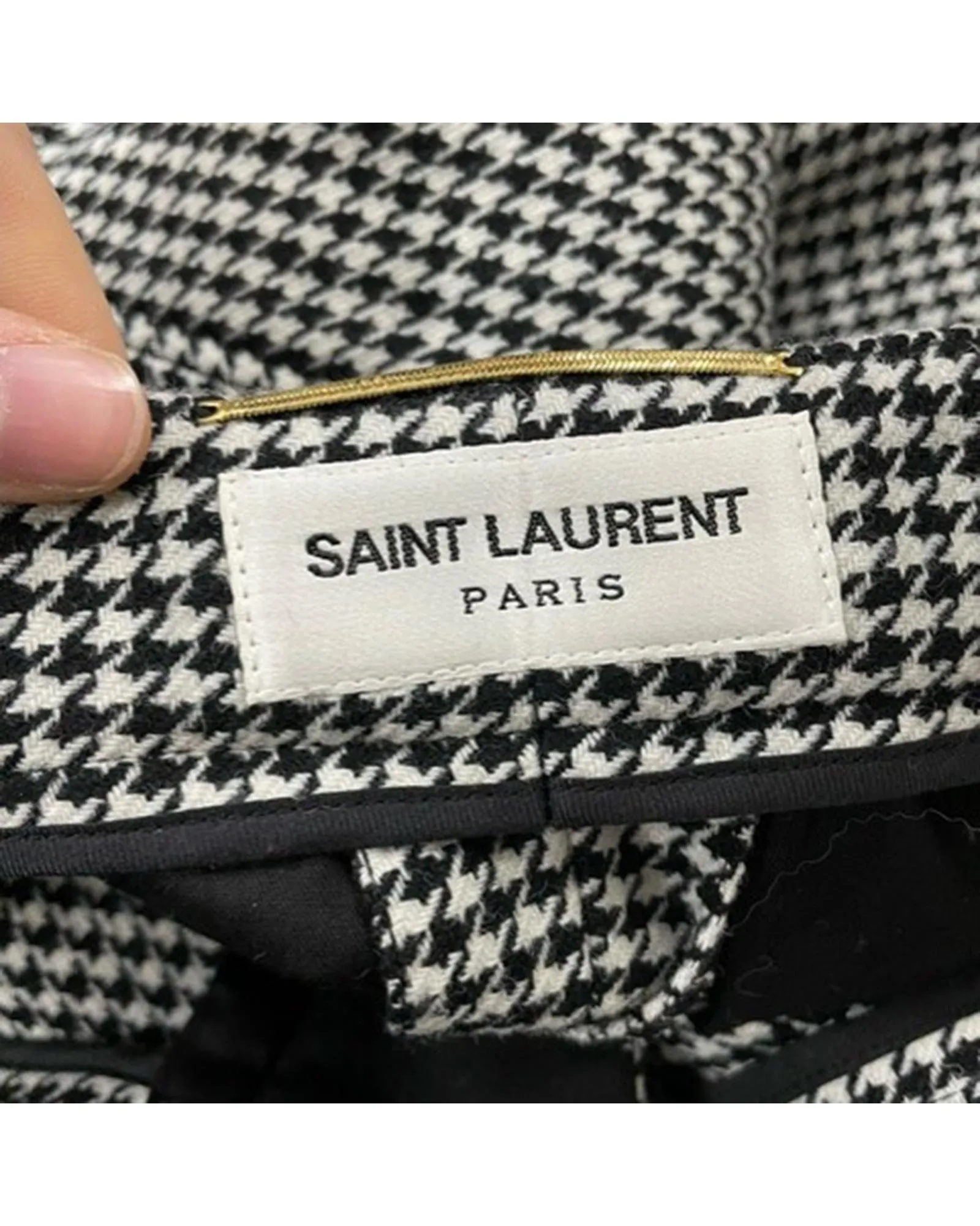 Houndstooth High-Rise Straight-Leg Wool Trousers