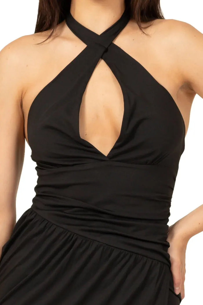 HYFVE Women's Treat Me Right Faux Drape Halter Neck Dress