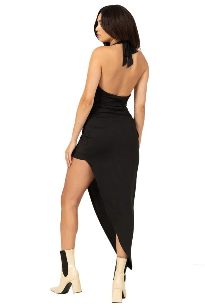 HYFVE Women's Treat Me Right Faux Drape Halter Neck Dress