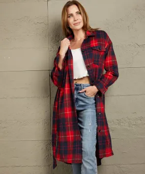 In Plaid Sight Belted Longline Shacket