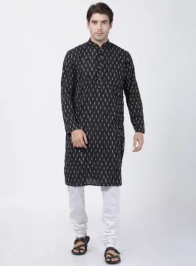 Jashvi Men's Black Pure Cotton Kurta and Pyjama Set