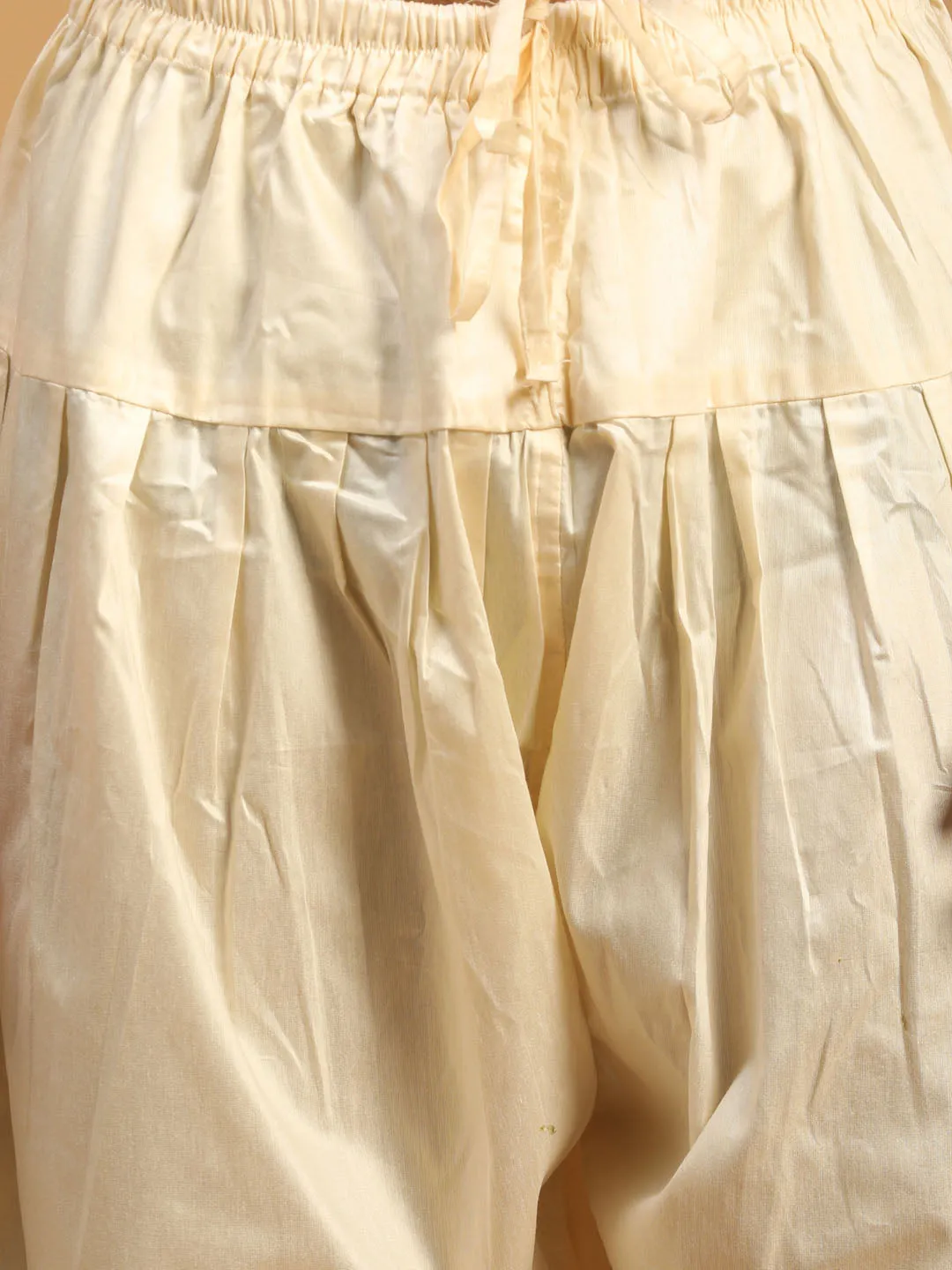 Jashvi Men's Cream Mirror Kurta Patiala With Dupatta Set