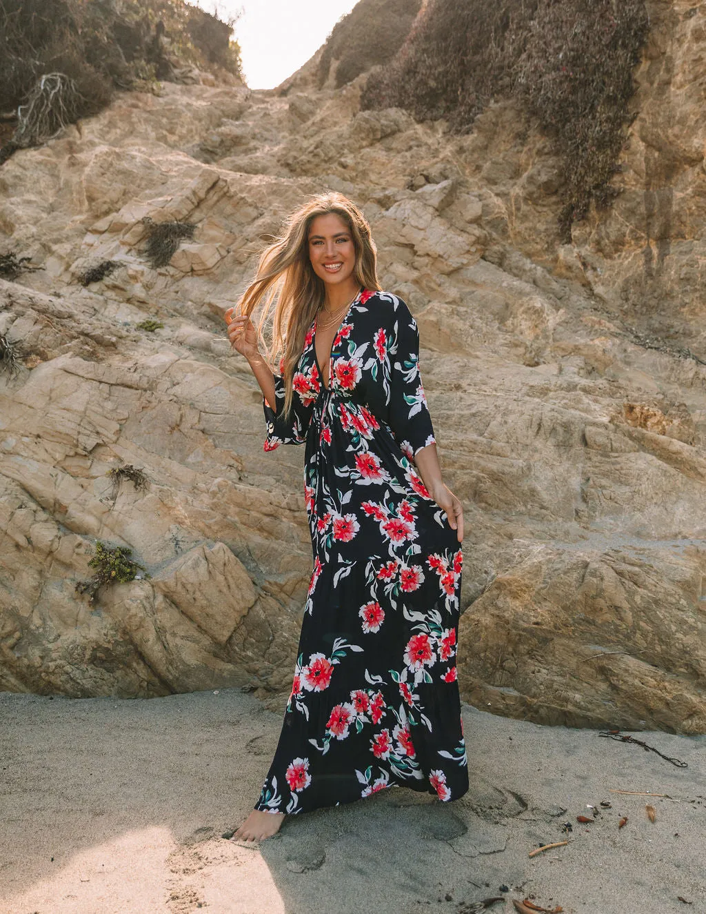 Kaydence Floral Kimono Tie Maxi Dress - FINAL SALE
