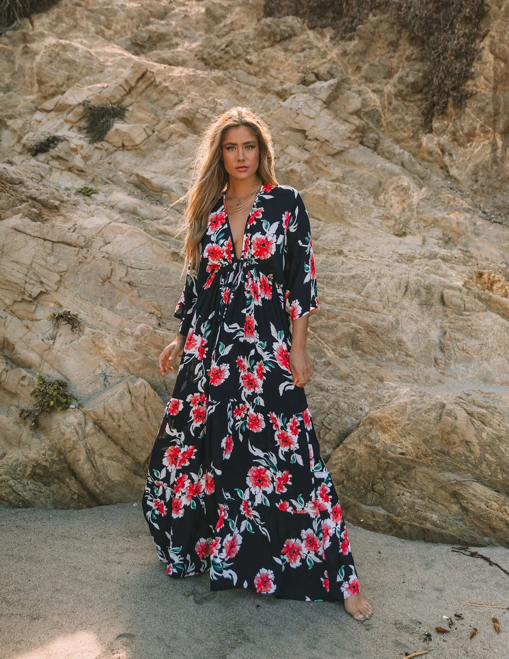 Kaydence Floral Kimono Tie Maxi Dress - FINAL SALE