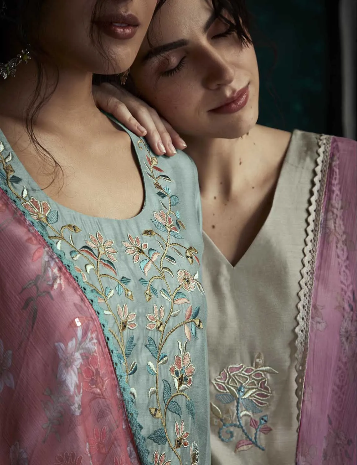 Kimora New Party Wear Cotton Satin Unstitched Women Suit