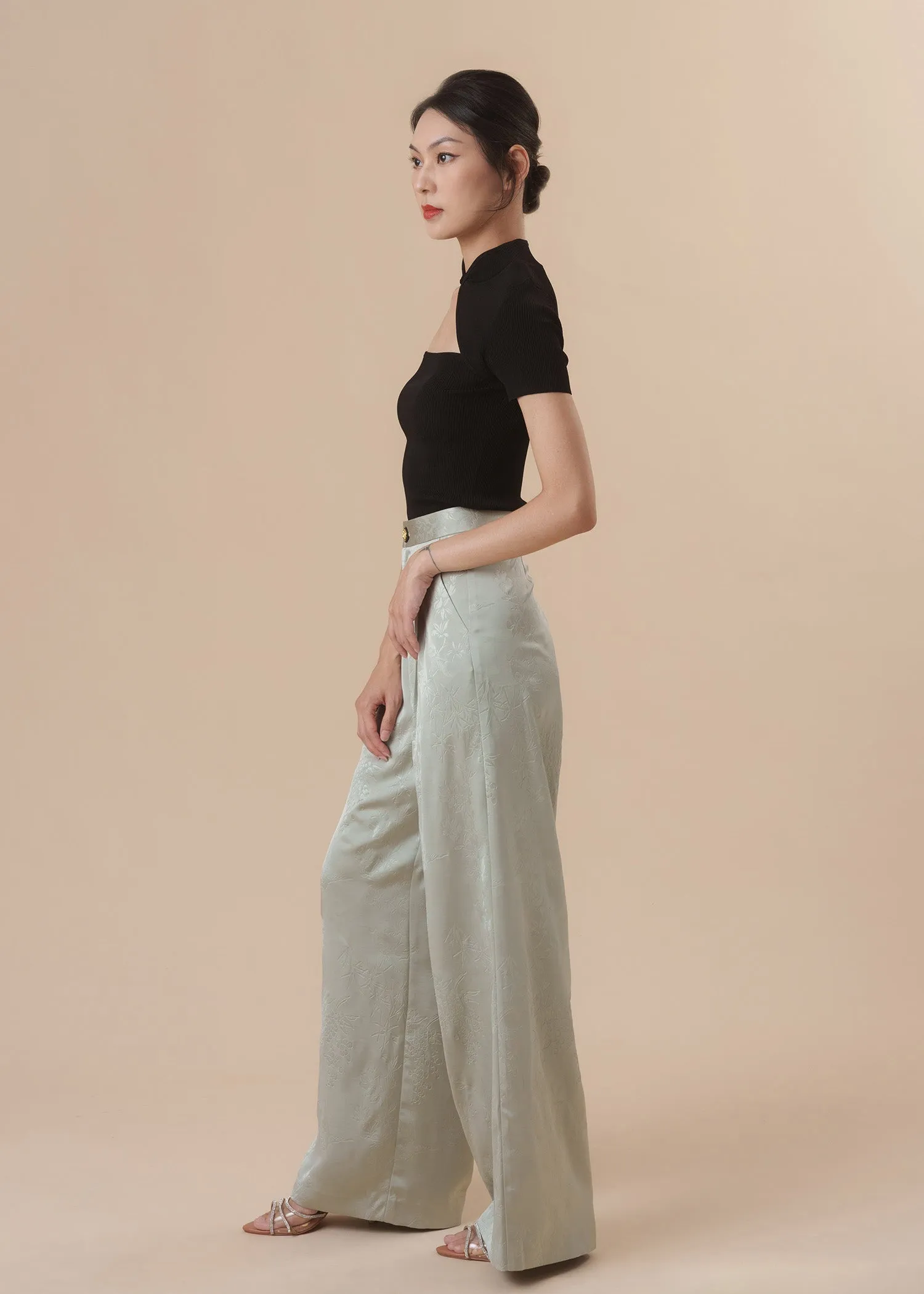 Knitted Cut Out Qipao Top (Black)