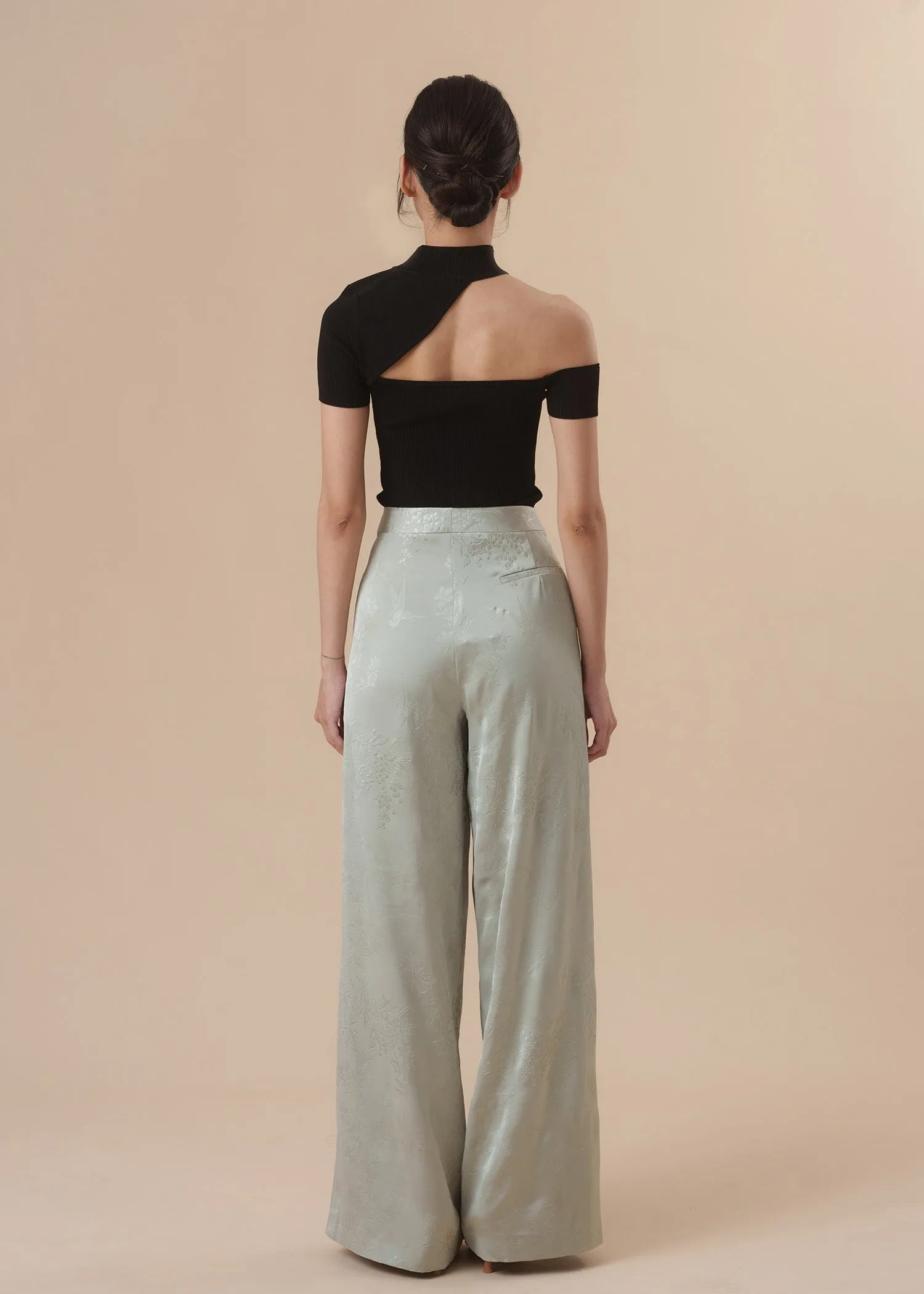 Knitted Cut Out Qipao Top (Black)