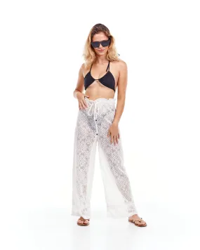 Lace pants with drawstring waist
