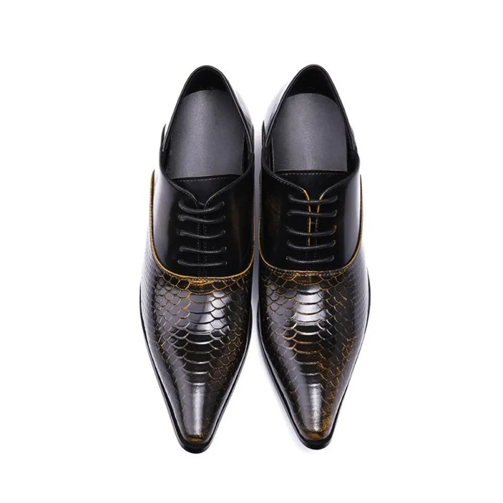 Lace up Animal Pattern Heeled Men Oxford Shoes