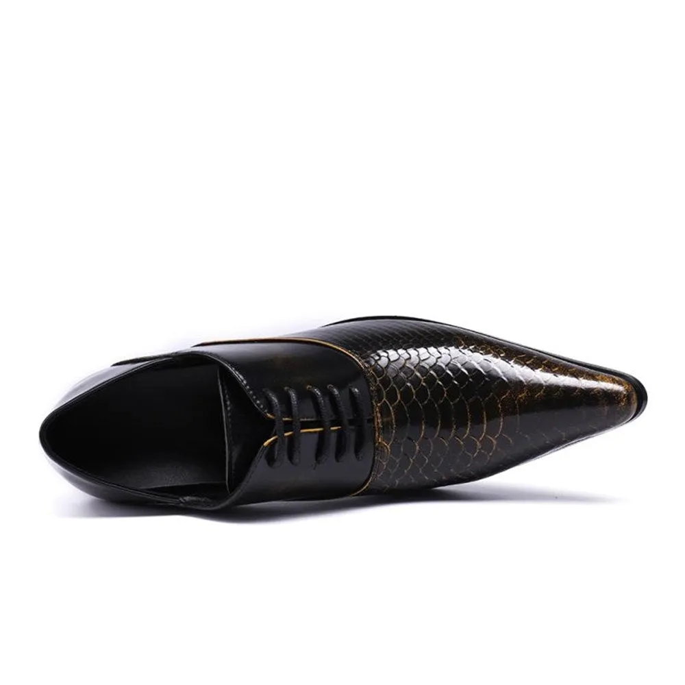 Lace up Animal Pattern Heeled Men Oxford Shoes