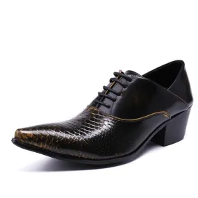 Lace up Animal Pattern Heeled Men Oxford Shoes