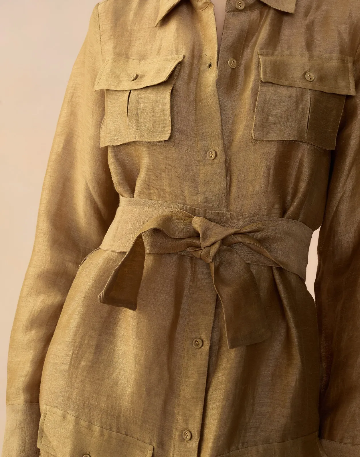 Lagos Silk Linen Shirt Dress