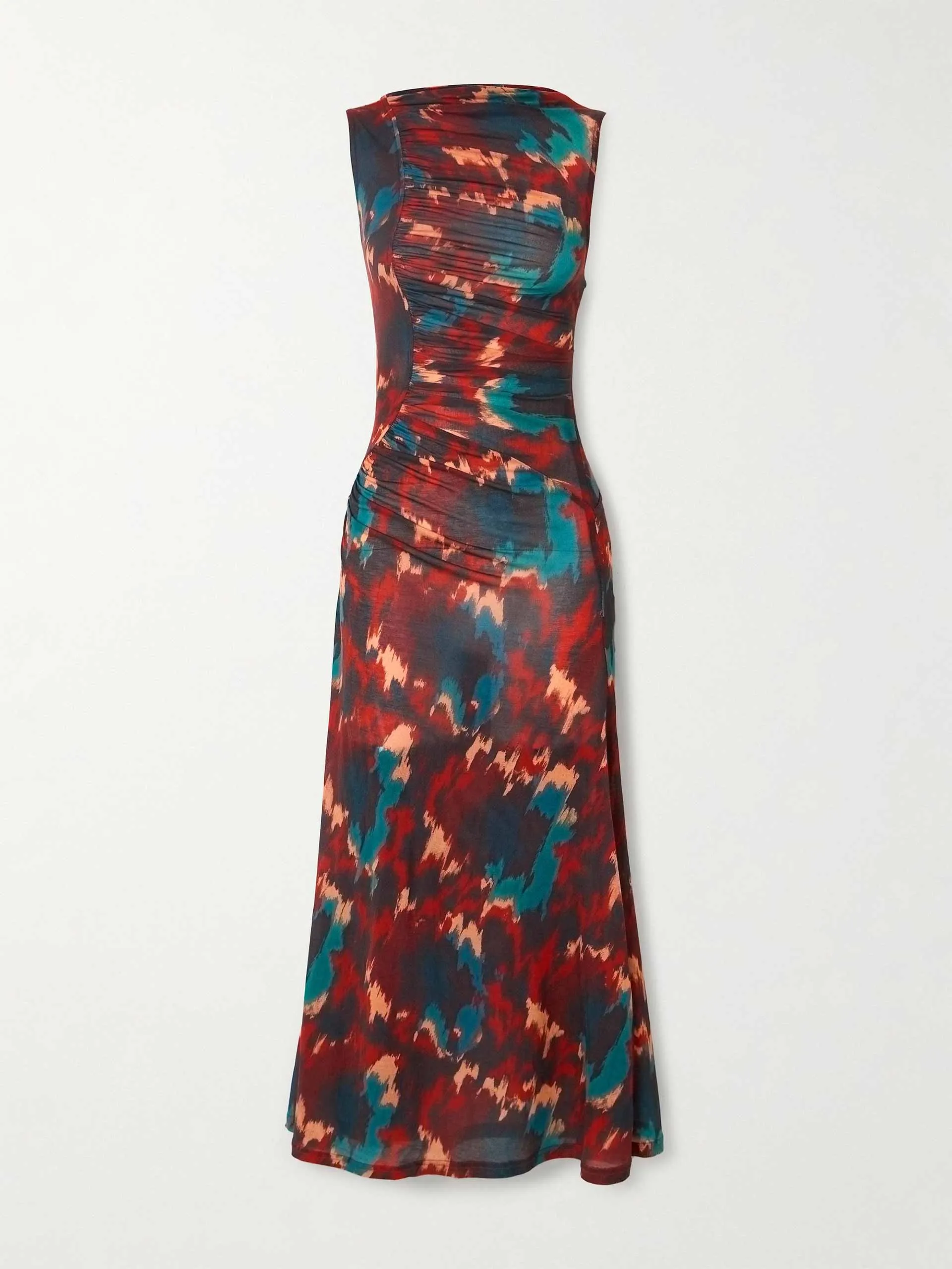Livia ruched printed Lyocell-jersey midi dress