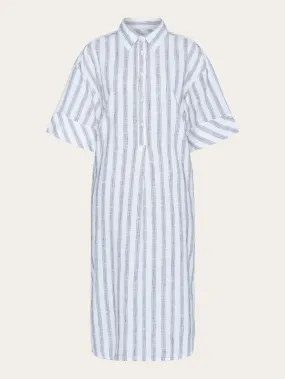 Loose multicolored stripe short sleeved shirt dress - GOTS/Vegan - Brown stripe