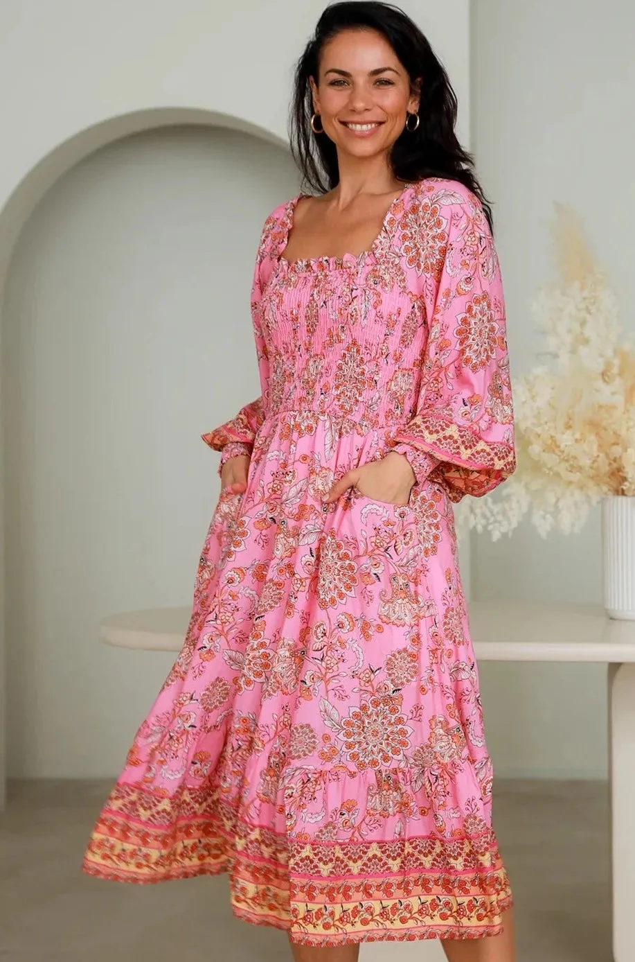 LUCIA LONG SLEEVE MIDI DRESS